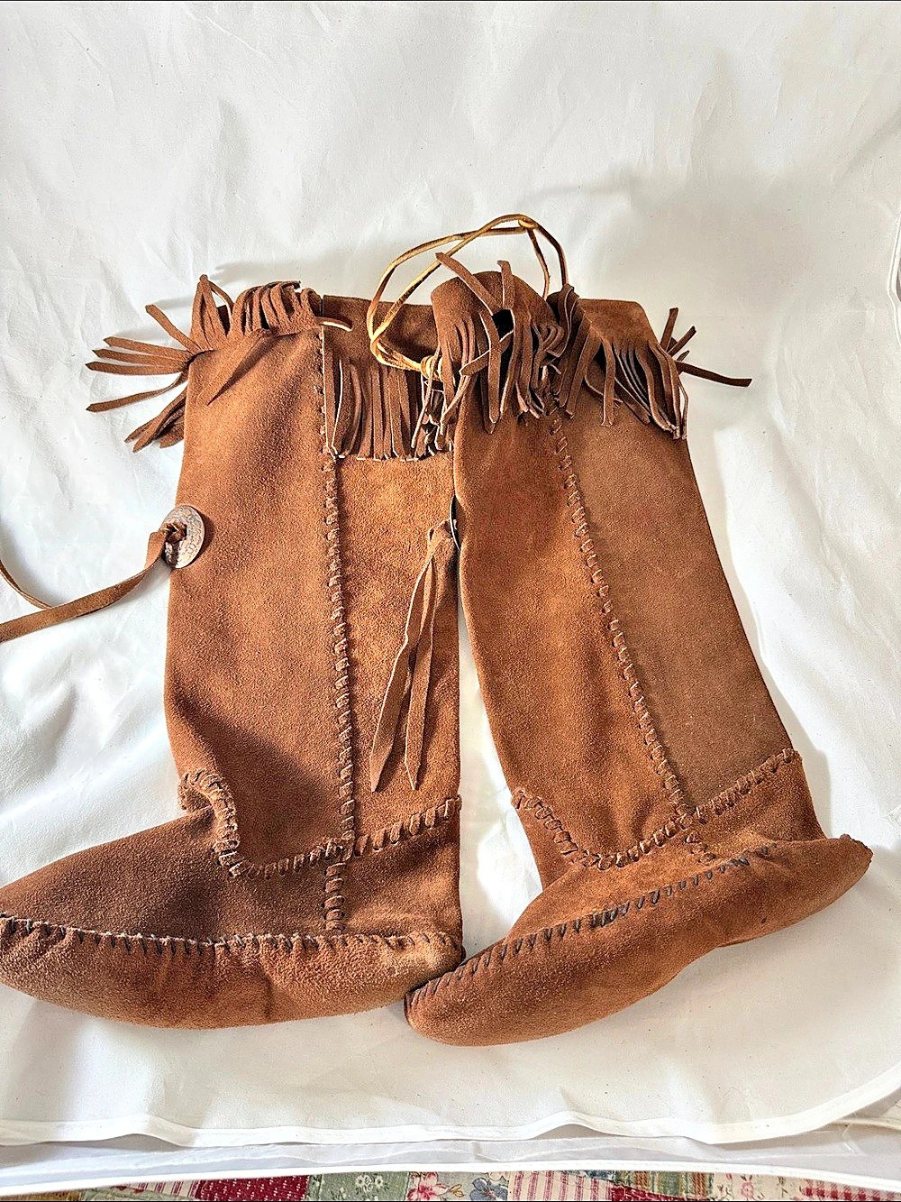 Moccasin Boots - Authentic Vintage  1970s Style Suede